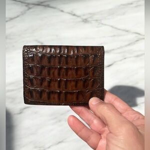 Brahmin Brown and Black Crocodile Embossed Wallet GUC